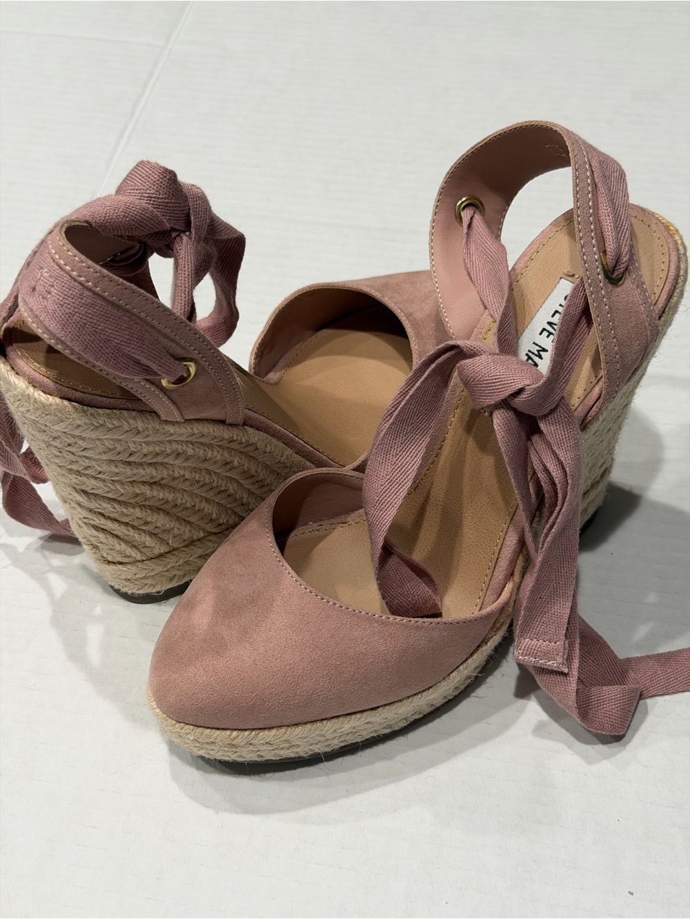 Steve Madden Blush Barre Espadrille Ankle Tie Wedge Sandals - Picture 2 of 8